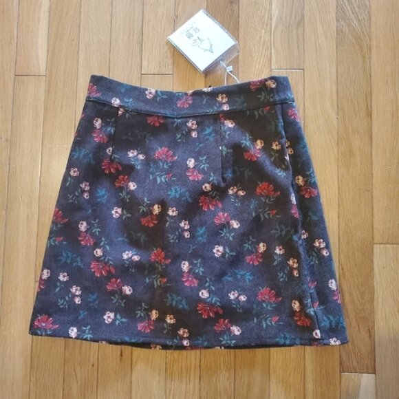NWT Floral Corduroy A-Line Mini Skirt Brown - XS - Picture 2 of 11